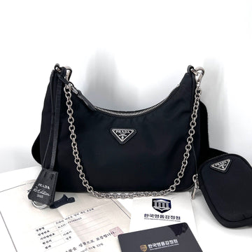 PRADA ナイロン マルチ テスート ホーボーバッグ クロスボディ ブラック (1BH204) 153567509