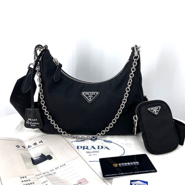PRADA Nylon Multi Tessuto Hobo Bag Crossbody Schwarz (1BH204) 153567515