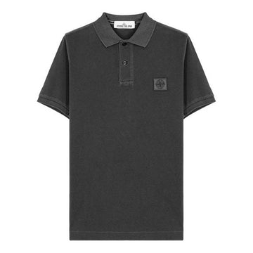 STONE ISLAND ロゴパッチピグメントダイポロ半袖Tシャツグレー741522S67V0065 153568228