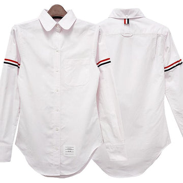 THOM BROWNE 26SS アームバンド オックスフォード ストライプ シャツ ライトピンク (FLL019E 00098 680) 153570484