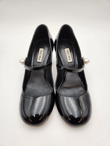 MIU MIU Mary Jane Lack Slingback Schwarz(5I667D) Zustand B+ 153572641