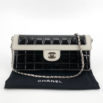 CHANEL Patent Two-Tone Chocolate Bar Shoulder Bag 153574635