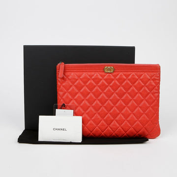 CHANEL Chevron Boy Medium Clutch A84406 153457965