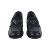 PRADA 三角ロゴ ブラッシュド モカシン ローファー 39サイズ ネイビー 36780-3 153578158 [P]