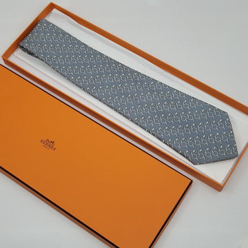 Hermes Silk Snake Pattern Tie Gray 153580724