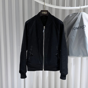 TOM FORD リブレザー ブルゾン ボンバージャケット ブラック 52 153584104