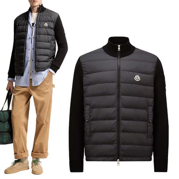 MONCLER ロゴパディングジップアップカーディガン 153611767