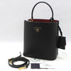 PRADA Schwarze Saffiano Double Paniere Medium Bucket Schultertasche 1BA212 153617333 [P]