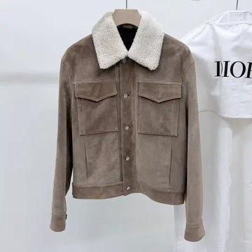 Dior Shearling Fur Suede Mustang Jacket Brown 153627524