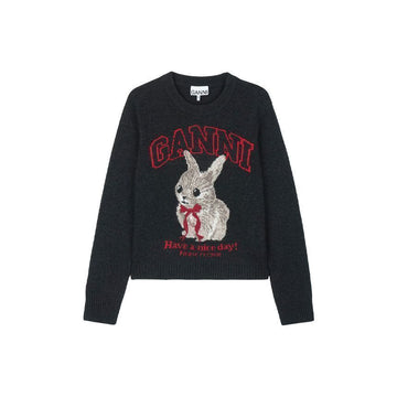 GANNI レディース グラフィック ウール セーター ニット ファントム A1070047-252 149777537
