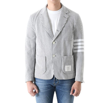 Thom Browne Seersucker Loopback Asymmetrical Blazer Jacket Gray MJT369A J0063 055 146367110