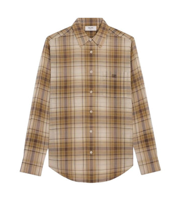 Celine Light Check Cotton Loose Shirt Sable Beige 2C9820W22 03BX 153692287