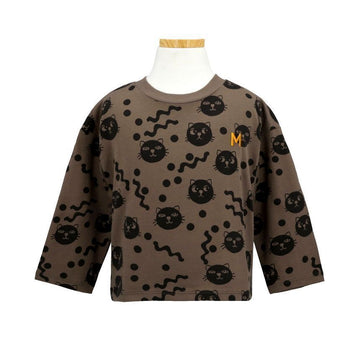 MINI RODINI スキグリ猫アオプ長袖Tシャツ stamp: 2512011316 146829827 [P]