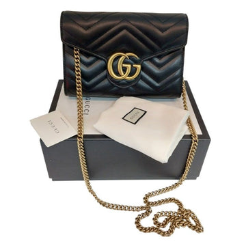 Gucci Black Marmont Matelassé Mini Chain Bag 474575 Shoulder Crossbody 153729383