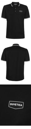 DUVETICA CARATON Logo Lining Kragen T-Shirt Schwarz VUTS01233K0001 50503467 [P]