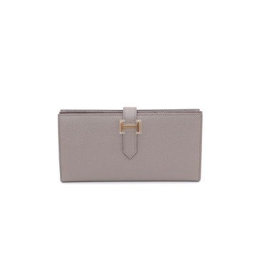 HERMES Braunes Abmessungs-Goldgeprägtes Unisex-Langgeldbörse 88306208 153744160