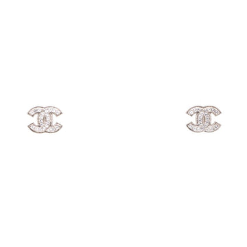 CHANEL Silver Crystal Earrings with CC Logo 16017379 153744791