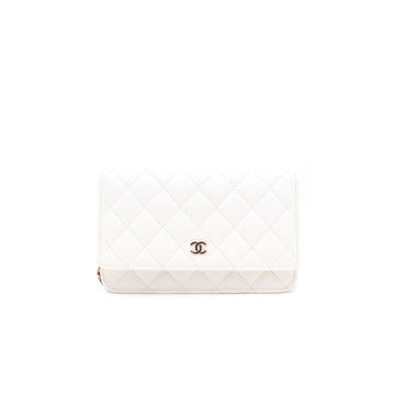 CHANEL White Caviar Classic WOC Wallet on Chain with Gold CC Chain Shoulder Bag and Crossbody 250 153744801