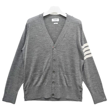 Thom Browne Diagonal Stripe 4 Bar Merino Wool Cardigan Pale Grey 123467219