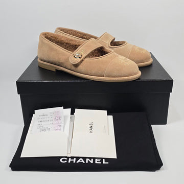 CHANEL スエードシアリングメインジェリーフラットシューズ (230) 153747600