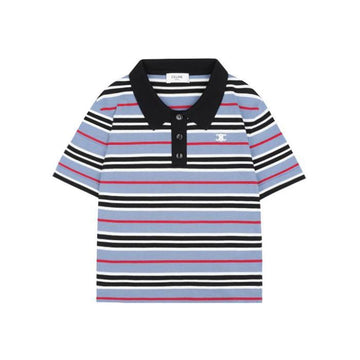 CELINE GAN5 Baumwollstreifen Cropped Polo Shirt RY0BY886Z 139398719
