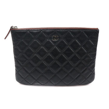 CHANEL Black Caviar Silver Classic Medium O Case Clutch (19 Series) 153748210