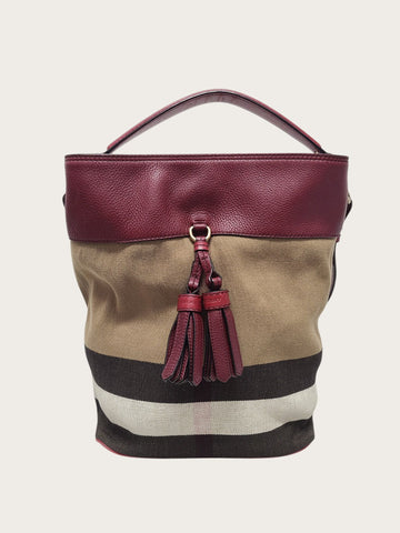 BURBERRY ハウスチェック アシュビー スザンナ タッセル バケットバッグ 153748226