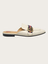 GUCCI Weiße Leder-Web GG Marmont Slipper 153748278 [P]