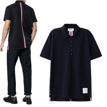 THOM BROWNE Poloshirt mit dreifarbigem Streifen MJP042A 153748354