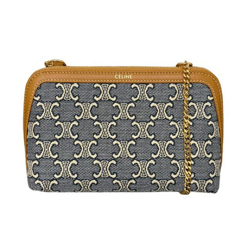 CELINE Trionphe Allover Jacquard Chain Clutch 153768014