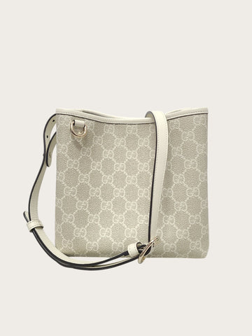 Gucci Beige White GG Emblem Small Bucket Bag 153794072