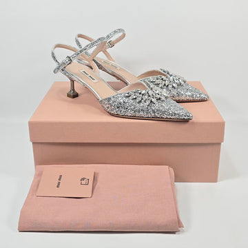MIU MIU グリッター スリングバックパンプス (245) 111447157