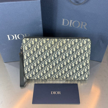 Dior Oblique A4 Jacquard Zip Clutch 153825608