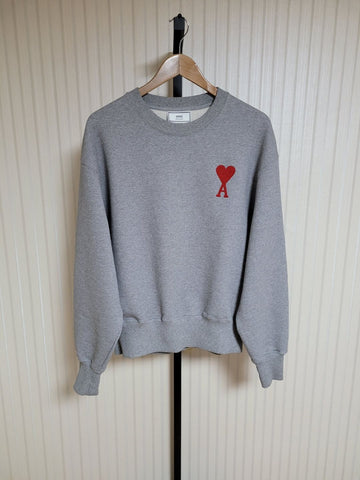 AMI Graues Big-Heart-Stickerei Sweatshirt 153840991