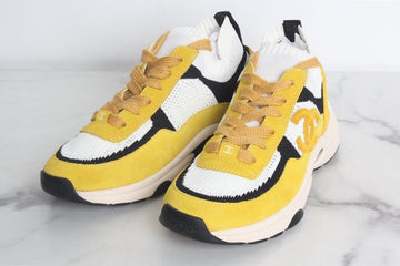 CHANEL Strick Sneaker Gelb 37.5 (245) 153843074