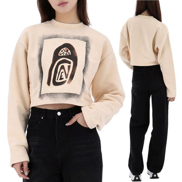 Acne Studios Crop Oversized Sweatshirt with Logo Print AI0118 AE6 153843624