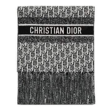 DIOR 25FW ブラック ホワイト オブリーク ナット カシミヤ マフラー 55DOB201I014 911 153845574