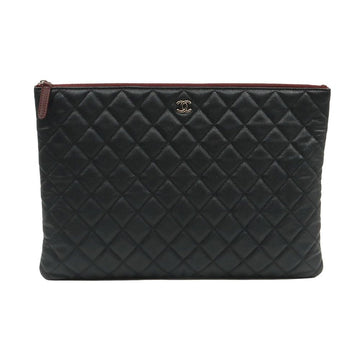 CHANEL Schwarzes Kaviar Silber CC-Logo Klassische Große O CASE Pouch Clutch (26. Reihe) / A82552 153846941