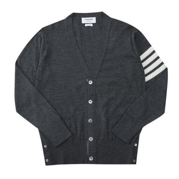 THOM BROWNE Cardigan 4 Bar Streifen Merino Wolle Dunkelgrau Herren MKC002A Y1014 022 64352130