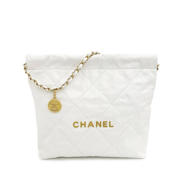 CHANEL 22Bag Small White Vintage Gold Hardware Shiny Calf 3ET0798 73307540