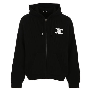 CELINE Hooded Cardigan mit Stickerei aus Wolle 38NO 151759277