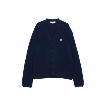 Maison Kitsune Men's Grey Fox Head Patch Comfort Cardigan Classic Navy PM00502KT1006-0413 148531360