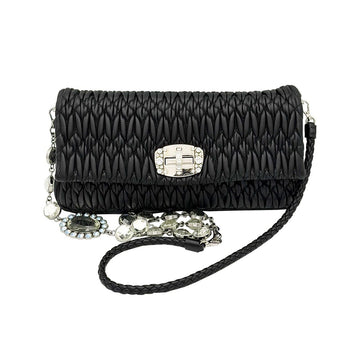 MIU MIU ブラックナッパマテラッセアイコニッククリスタルクラッチ2WAY RP0233 153855805