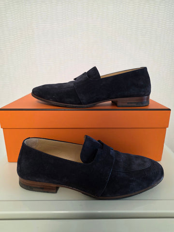 HERMES Schwarze Wildleder Slipper für Herren (40.5) 153859618