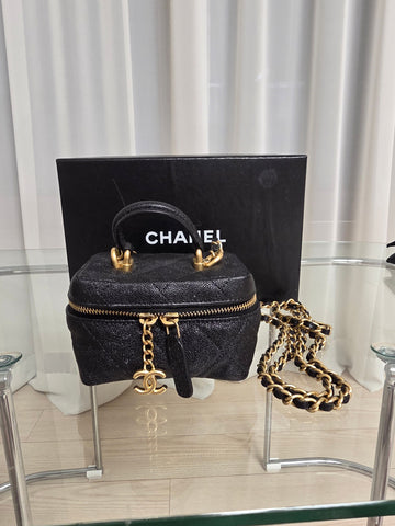 CHANEL ミニキャビアトップハンドル兼ショルダーバッグ ブラック 31番代 153859949