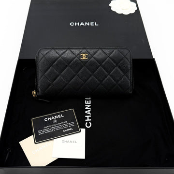 CHANEL キャビア ゴールドジッパー 長財布 153860173