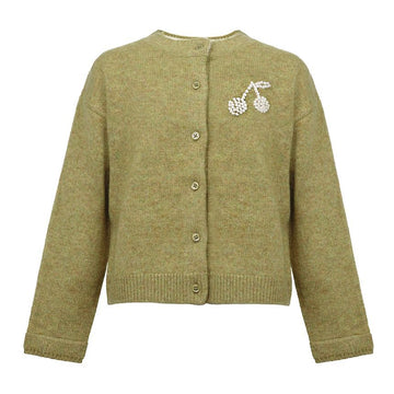 BONPOINT Kinder-Kirsche bestickte Knopfleiste Cardigan 153891479