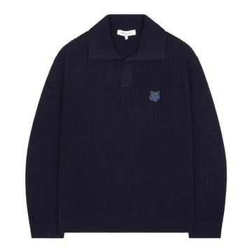 Maison Kitsune Fox Head Cotton Rib Polo Jumper 153891593