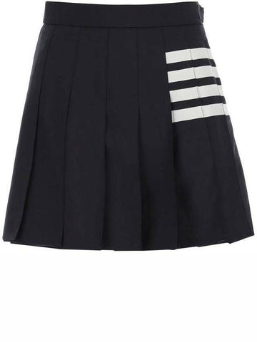 THOM BROWNE 4-Bar Streifen Dropback Plain Weaving Wolle Plissee Minirock 06146 415 133045403