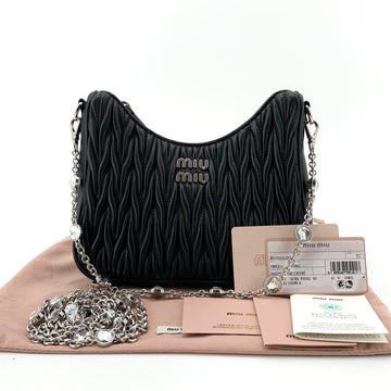 Miu Miu Nappa Chain Crystal Hobo Bag Crossbody Bag 5bh211 153894064